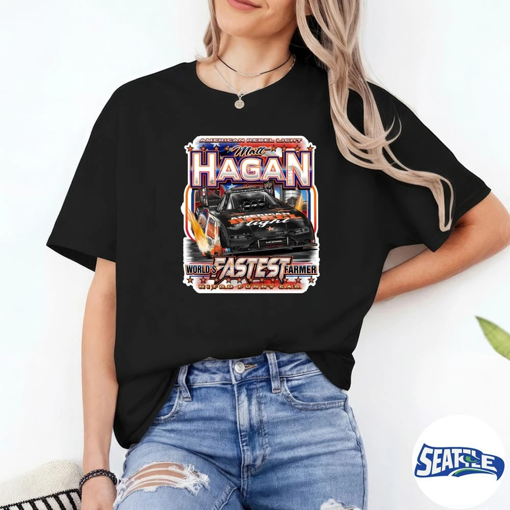 Official American Rebel Light Matt Hagan World’s Fastest Farmer Nitro Funny Car t-shirt