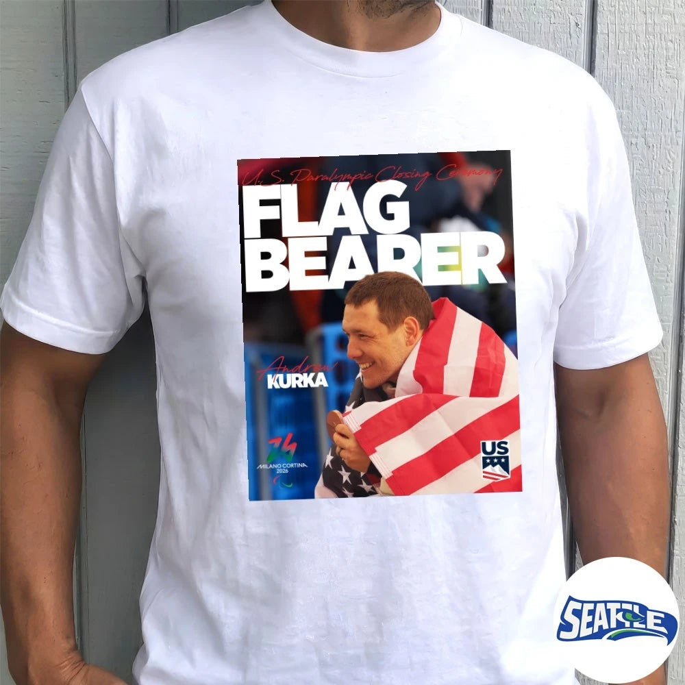 Official Andrew Kurka USA Paralympic Closing Ceremony Flag Bearer Milano Cortina 2026 Poster t-shirt