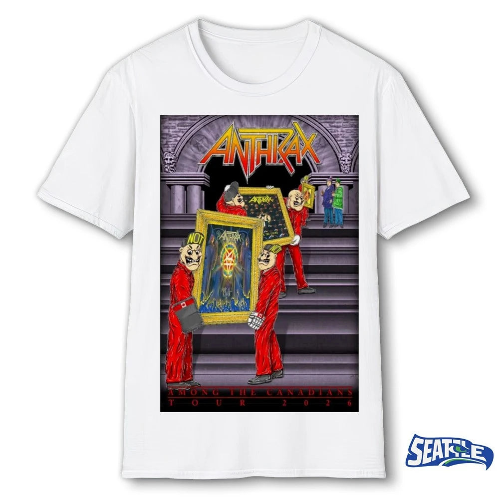 Official Anthrax 2026 Among The Canadians Tour Poster t-shirt