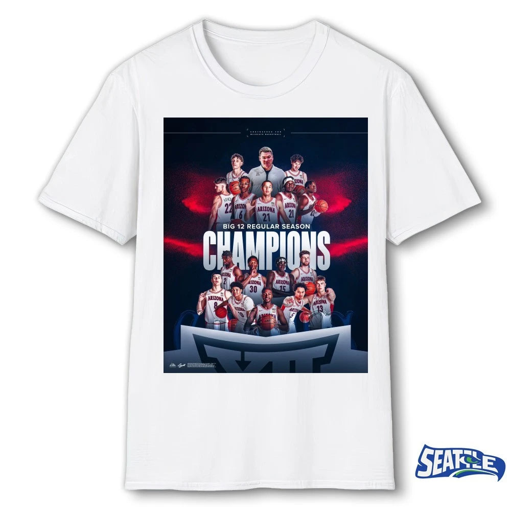 Official Arizona Wildcats Men’s Basketball 2026 Big 12 Regular Season Champions Poster t-shirt
