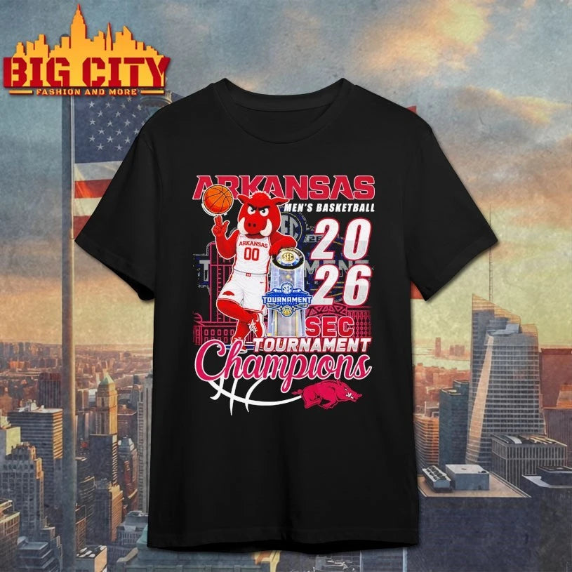 Official Arkansas Razorbacks Macos men’s basketball 2026 sec tournament champions T-shirt