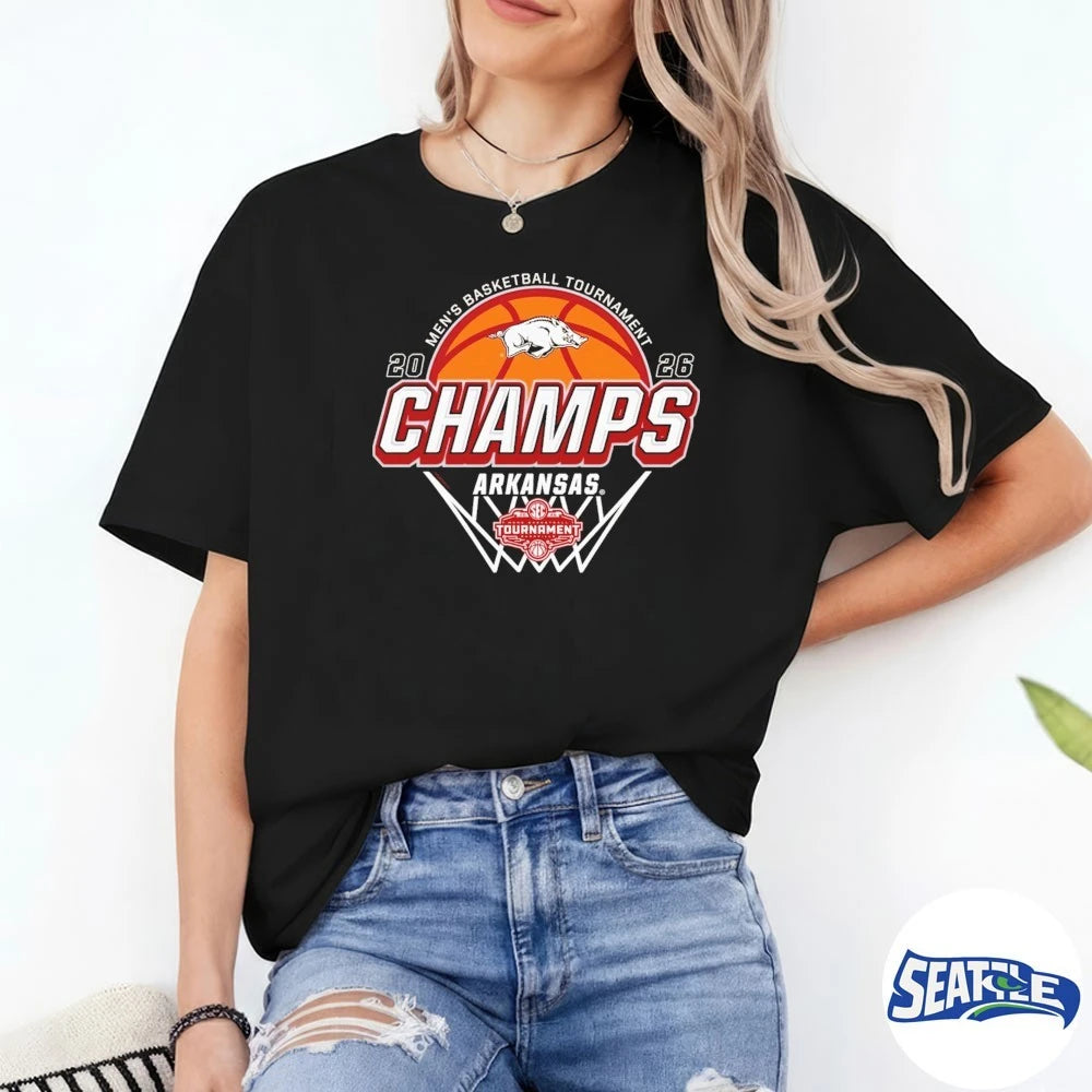 Official Arkansas Razorbacks MBB 2026 SEC Men’s Basketball Tournament Champions t-shirt