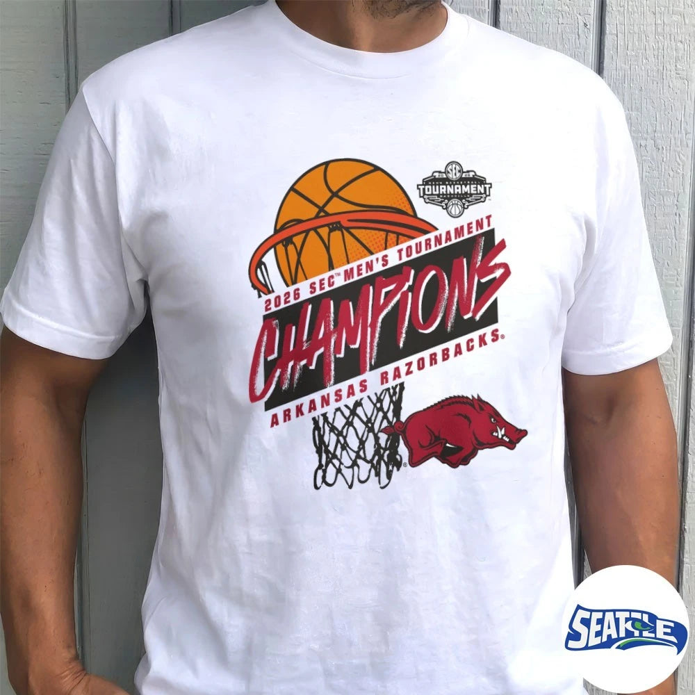 Official Arkansas Razorbacks MBB 2026 SEC Men’s Basketball Tournament Champions Logo t-shirt