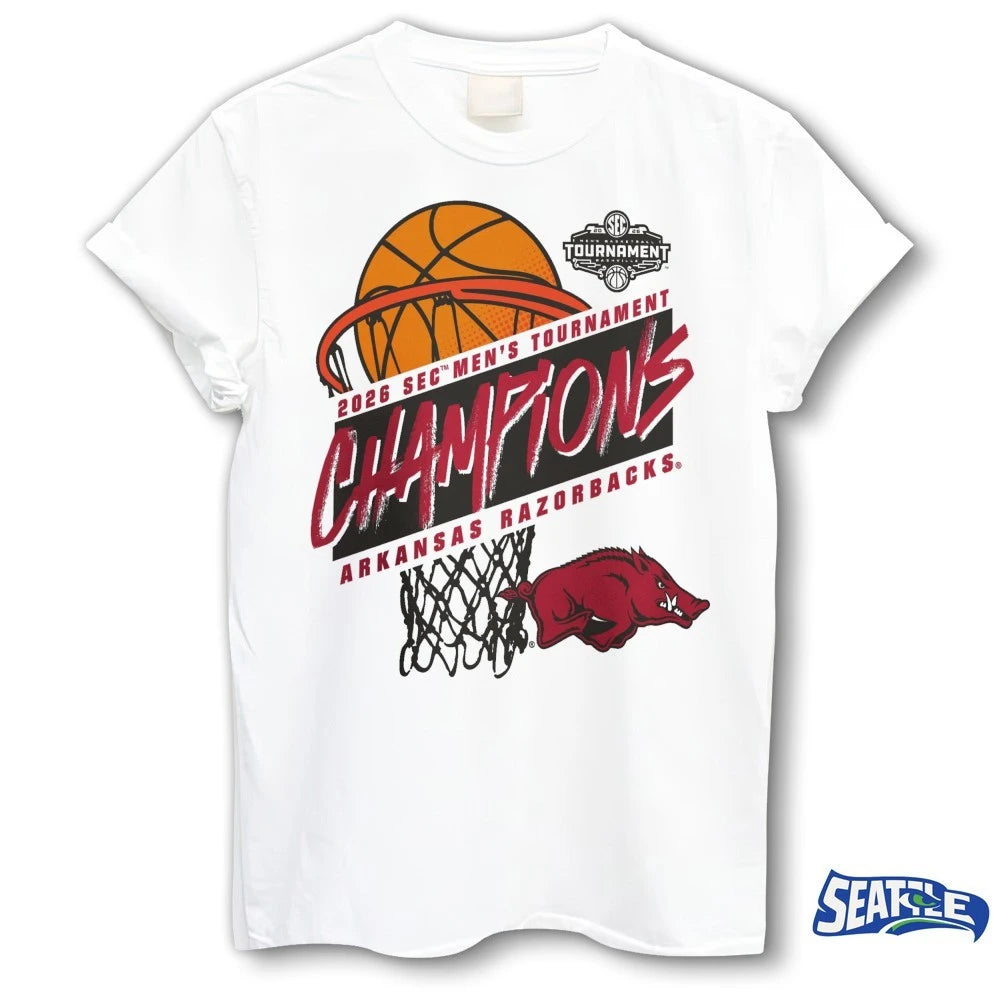 Official Arkansas Razorbacks MBB 2026 SEC Men’s Basketball Tournament Champions Logo t-shirt