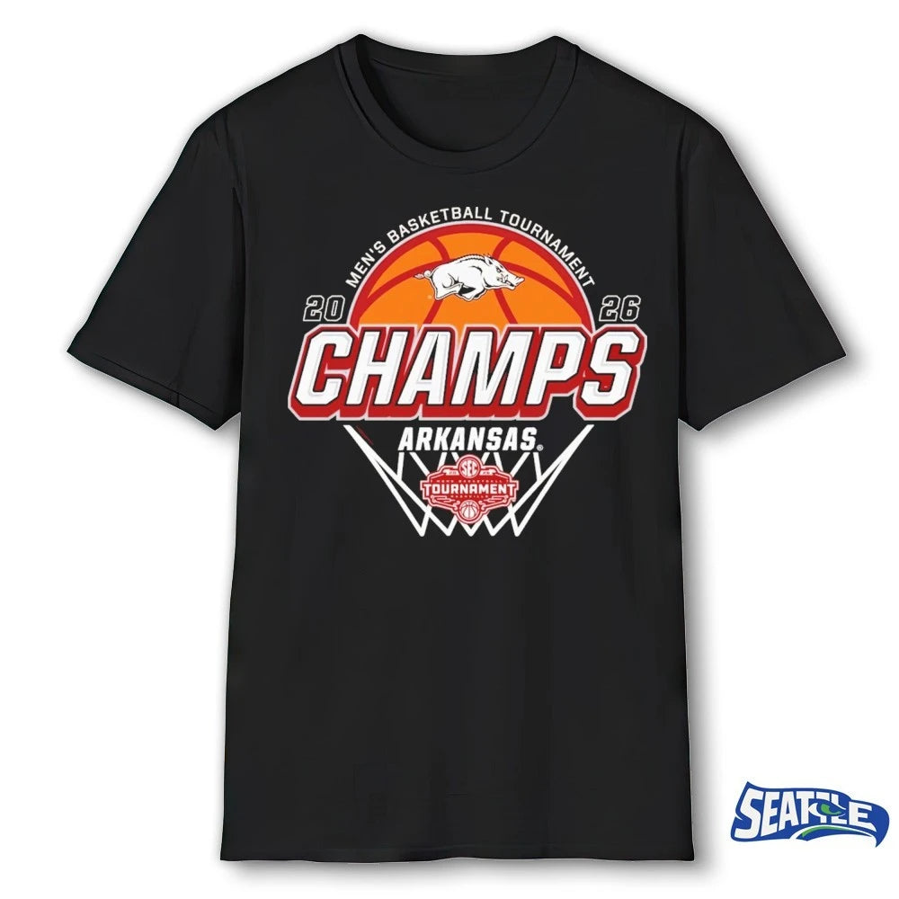 Official Arkansas Razorbacks MBB 2026 SEC Men’s Basketball Tournament Champions t-shirt