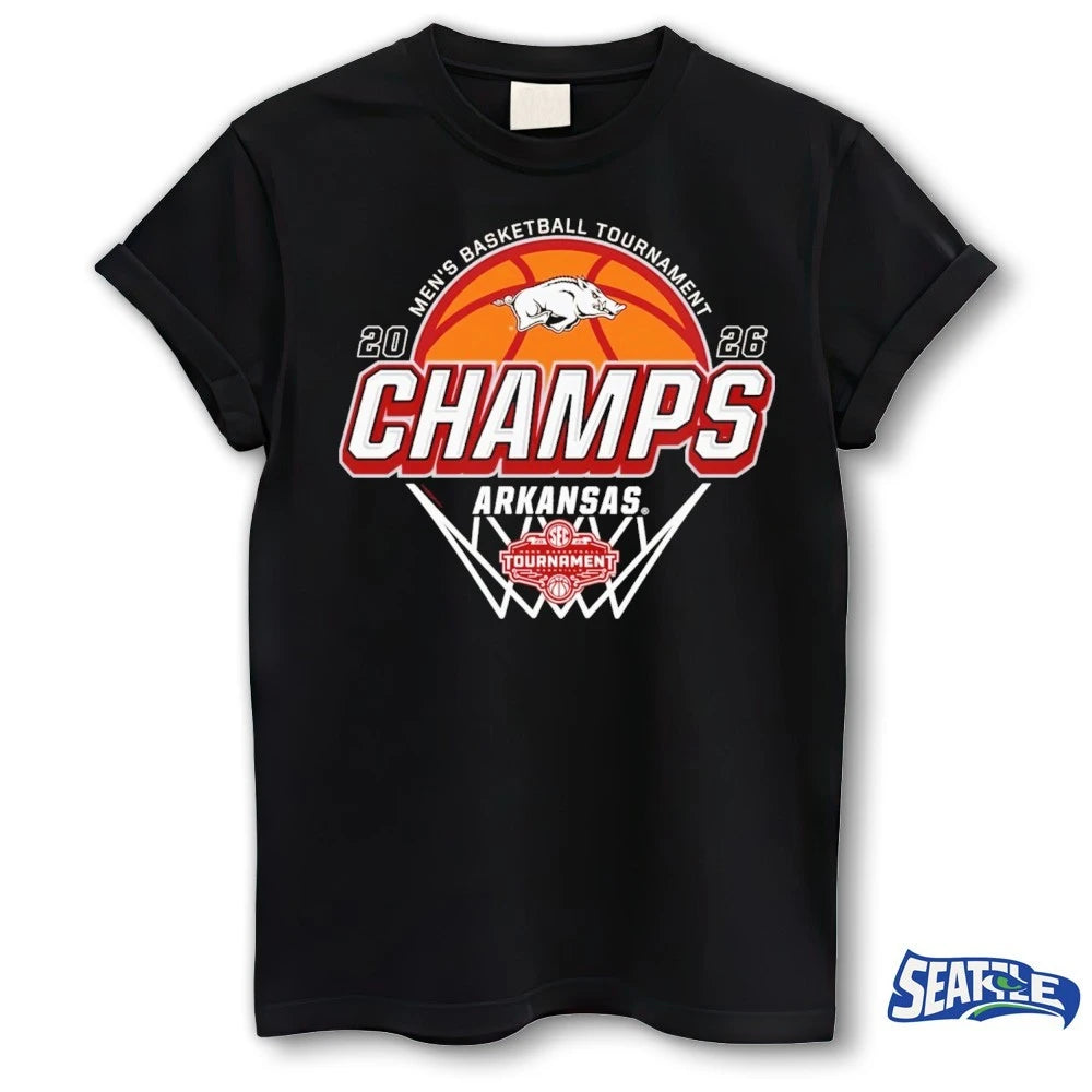Official Arkansas Razorbacks MBB 2026 SEC Men’s Basketball Tournament Champions t-shirt