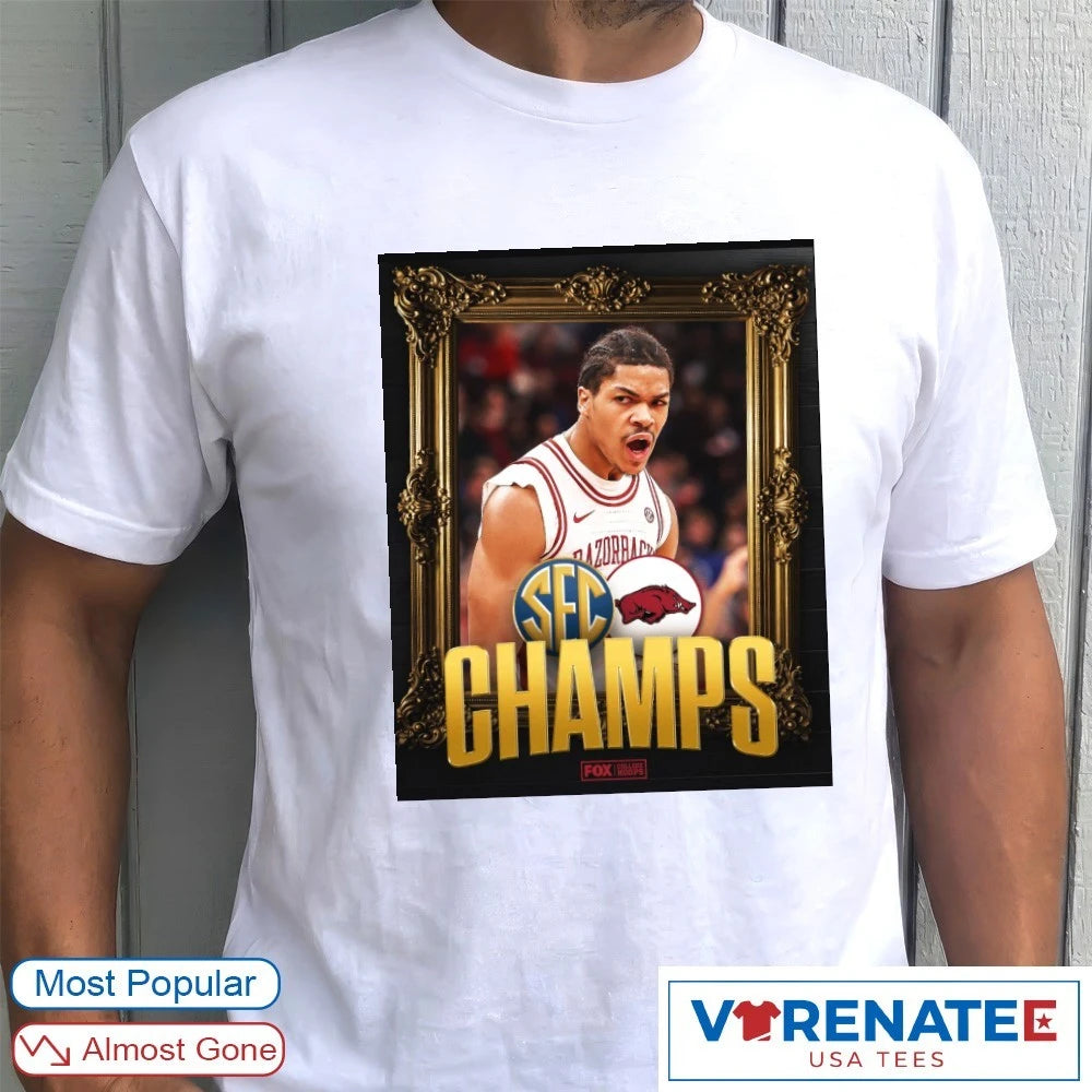 Official Arkansas Razorbacks Men’s Basketball 2026 SEC Tournament Championship Poster T-Shirt