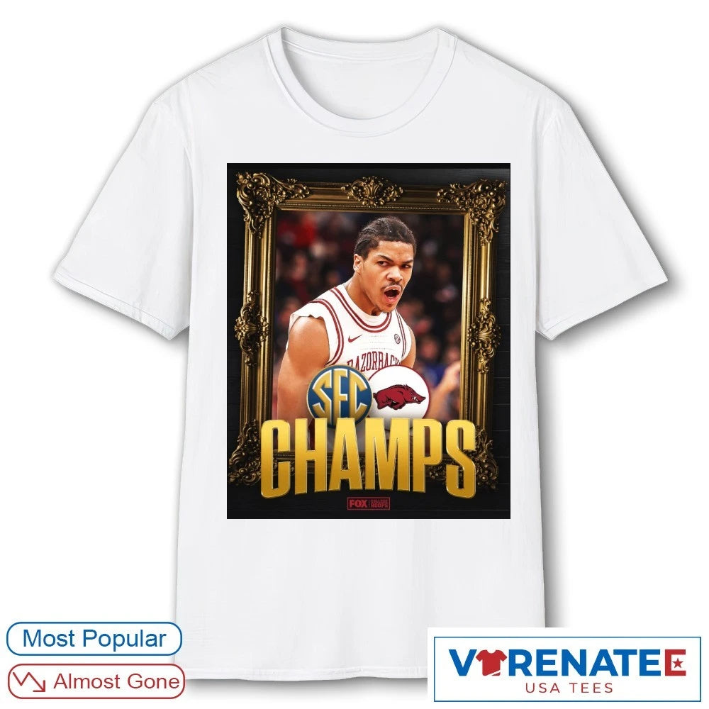 Official Arkansas Razorbacks Men’s Basketball 2026 SEC Tournament Championship Poster T-Shirt