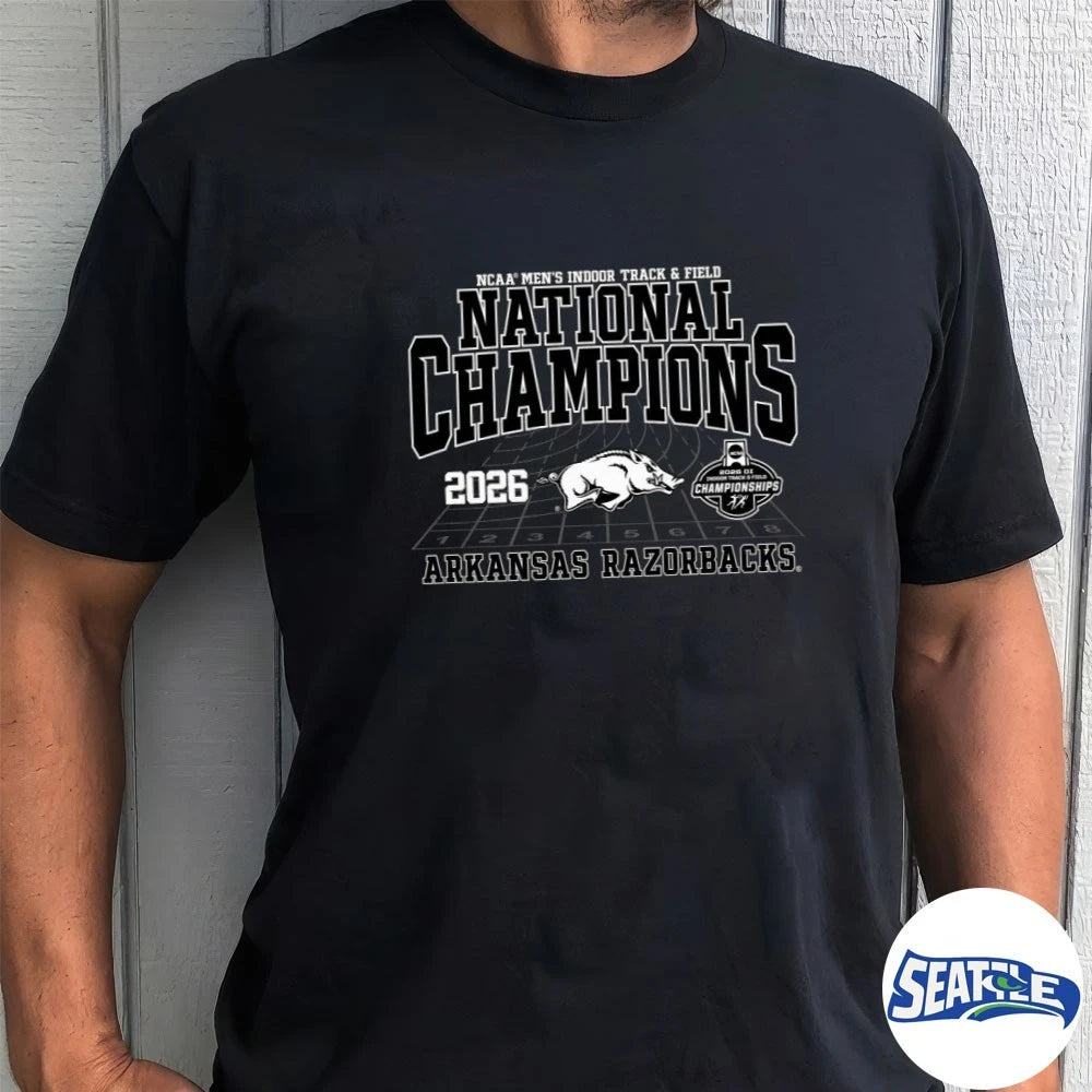 Official Arkansas Razorbacks NCAA Men’s Indoor Track and Field 2026 National Champions t-shirt