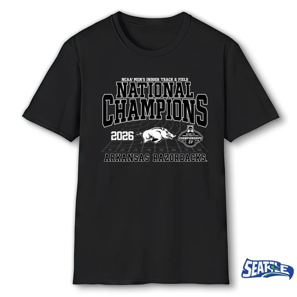 Official Arkansas Razorbacks NCAA Men’s Indoor Track and Field 2026 National Champions t-shirt