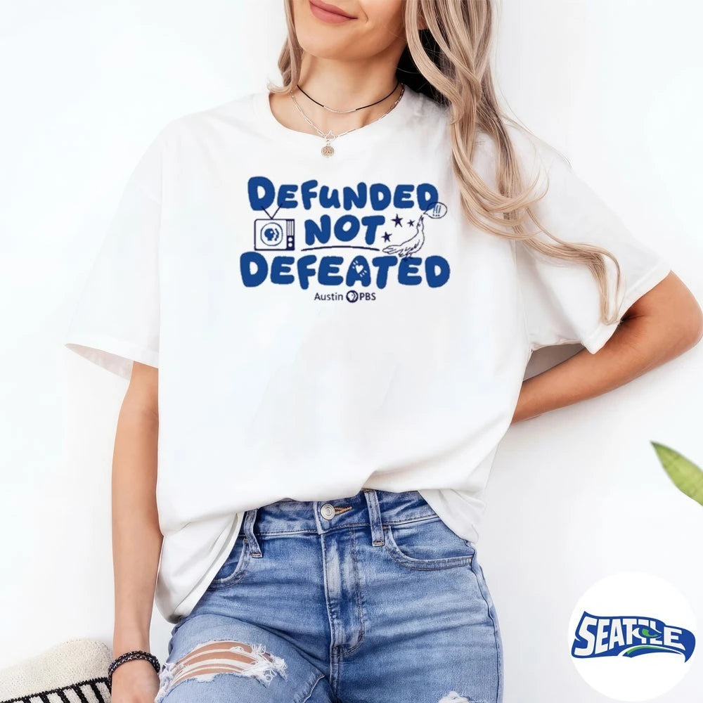 Official Austin PBS Defunded Not Defeated 2026 t-shirt