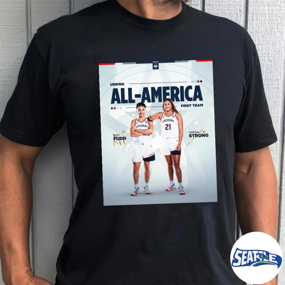 Official Azzi Fudd and Sarah Strong USBWA First Team All-Americans Signatures Poster t-shirt