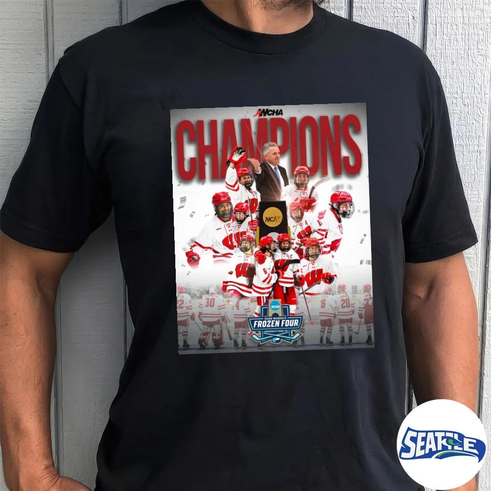 Official Back To Back Badgers WCHA Hockey Champions 2026 Women’s Frozen Four Poster t-shirt