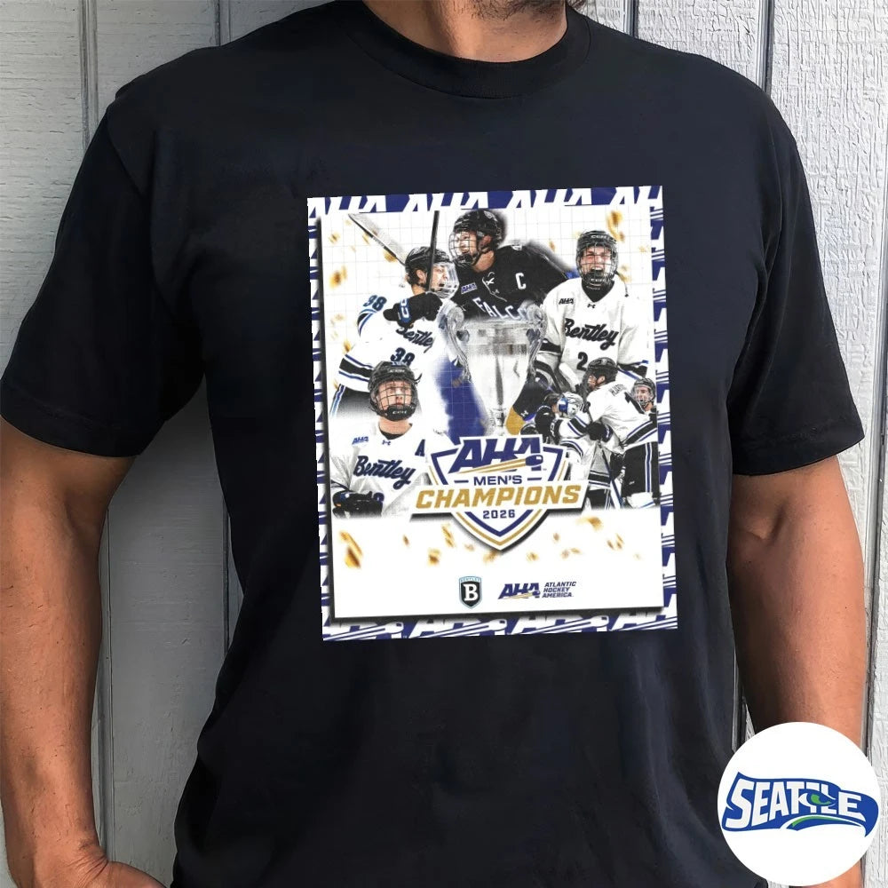Official Bentley Hockey back-to-back AHA Champions 2026 Poster t-shirt