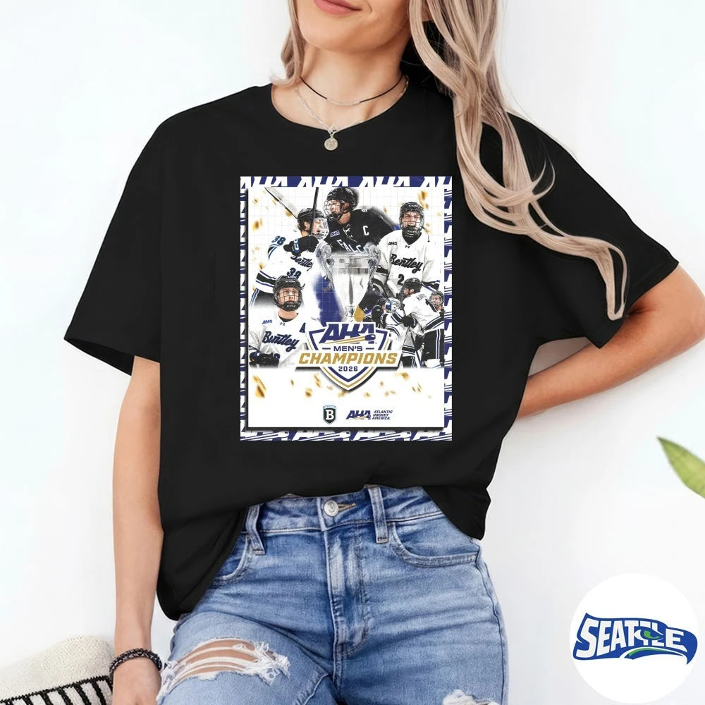 Official Bentley Hockey back-to-back AHA Champions 2026 Poster t-shirt