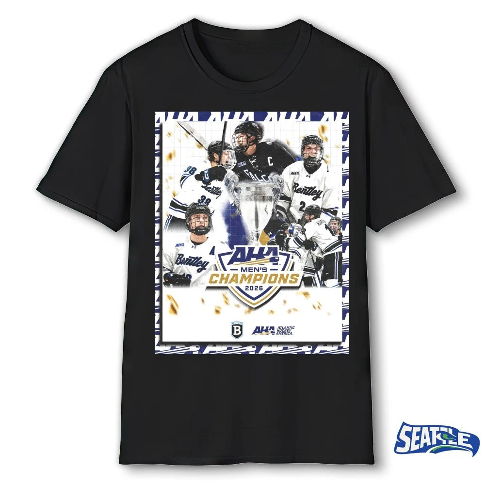 Official Bentley Hockey back-to-back AHA Champions 2026 Poster t-shirt