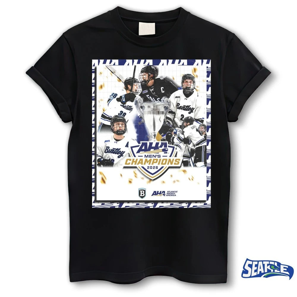 Official Bentley Hockey back-to-back AHA Champions 2026 Poster t-shirt