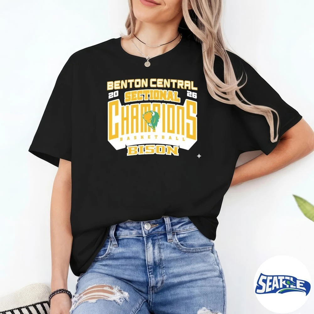 Official Benton Central Bison Sectional Champions Basketball 2026 t-shirt