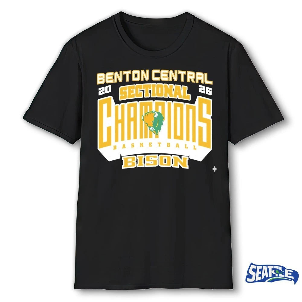 Official Benton Central Bison Sectional Champions Basketball 2026 t-shirt