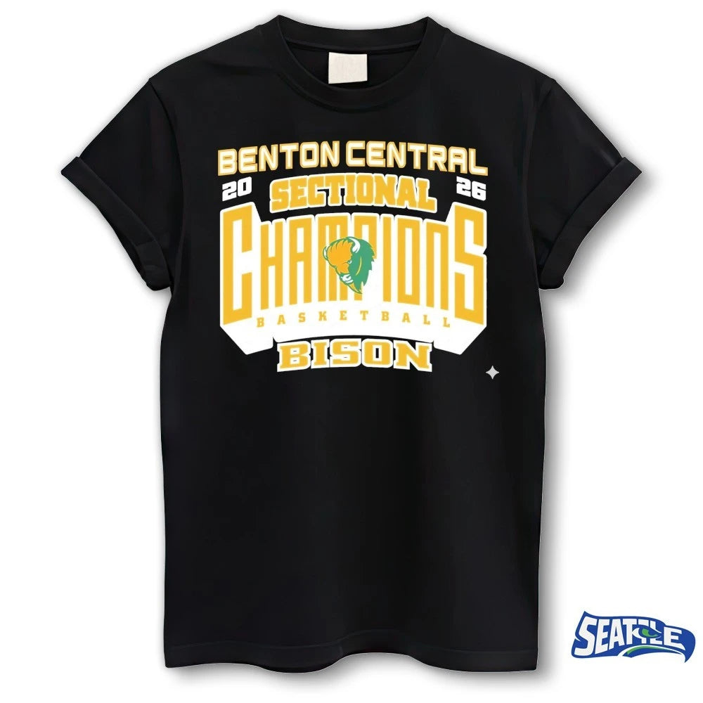 Official Benton Central Bison Sectional Champions Basketball 2026 t-shirt