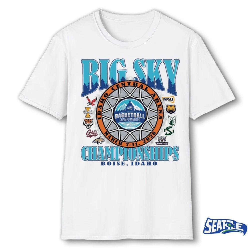 Official Big Sky Championships Boise Idaho Idaho Central Arena March 7-11 2026 Logos t-shirt
