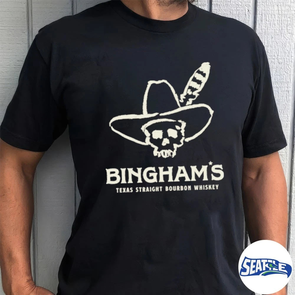 Official Bingham’s Bourbon Skull Icon Texas Straight Bourbon Whiskey t-shirt