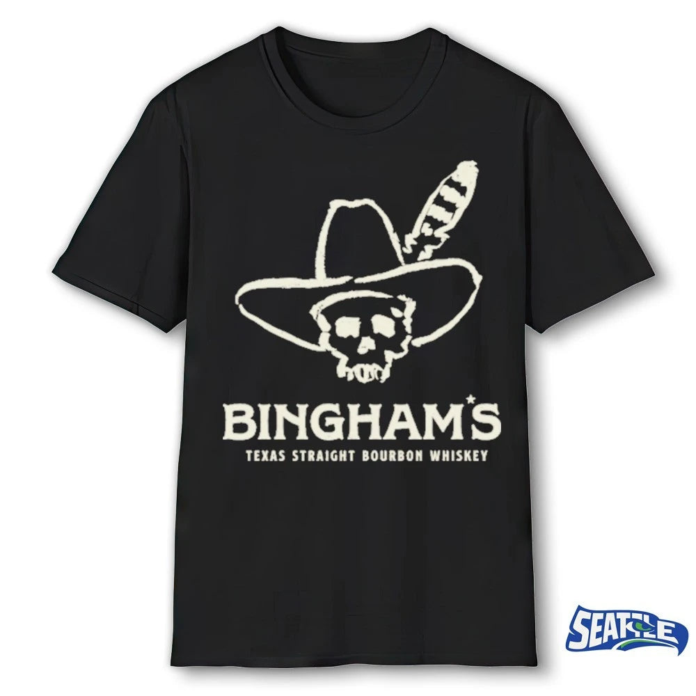 Official Bingham’s Bourbon Skull Icon Texas Straight Bourbon Whiskey t-shirt