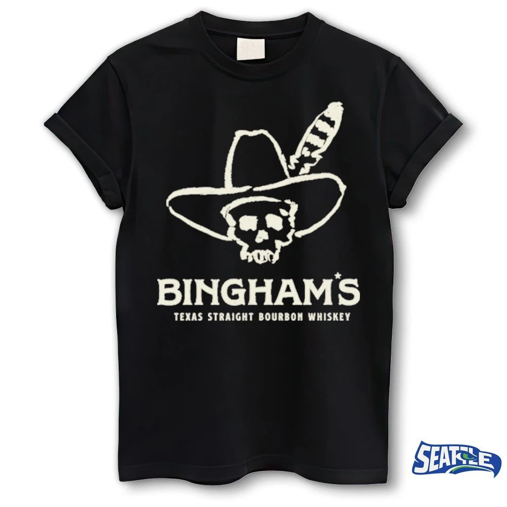Official Bingham’s Bourbon Skull Icon Texas Straight Bourbon Whiskey t-shirt