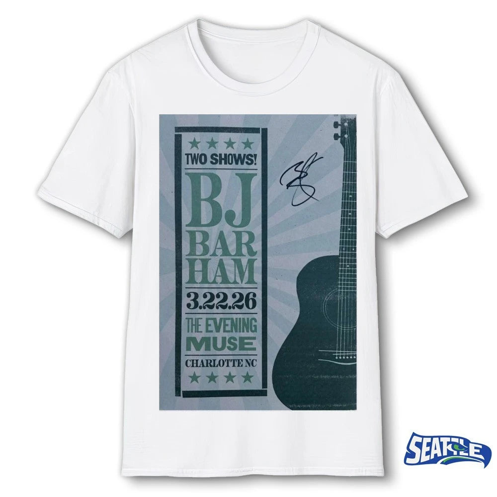 Official BJ Barham The Evening Muse Charlotte, NC March 22, 2026 Signed Poster t-shirt