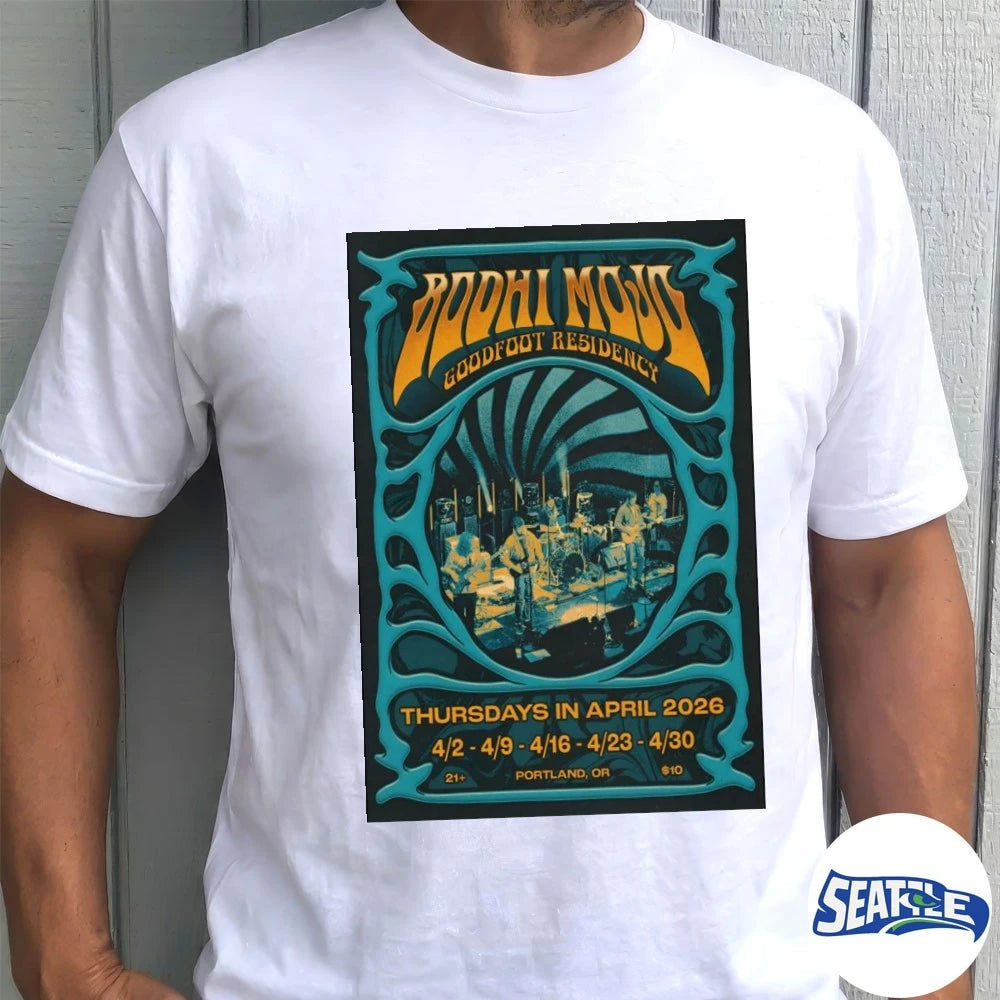 Official Bodhi Mojo Thursdays In April 2026 Portland OR Poster t-shirt