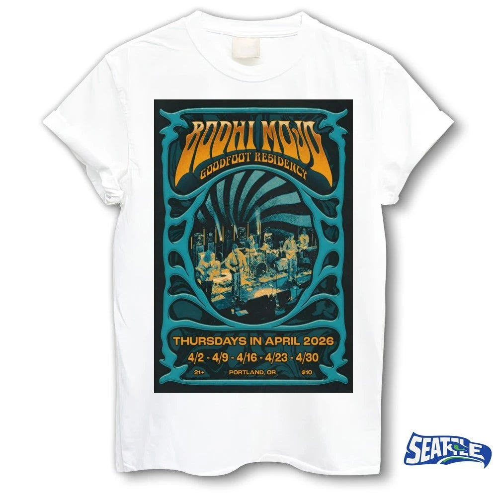 Official Bodhi Mojo Thursdays In April 2026 Portland OR Poster t-shirt