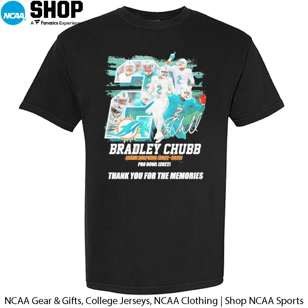 Official Bradley Chubb Miami Dolphins 2022-2025 Thank You For The Memories Signature T-Shirt