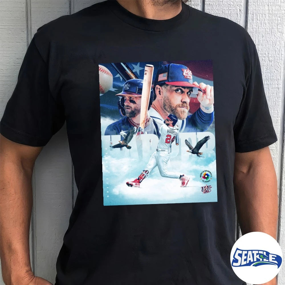 Official Bryce Harper In His Veins World Baseball Classic Team USA 2026 Poster t-shirt