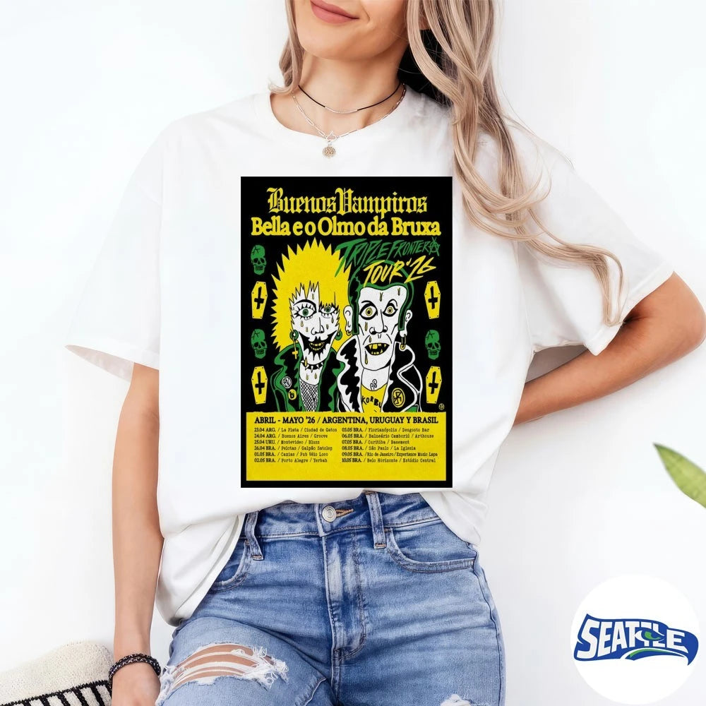 Official Buenos Vampiros April-May 2026 Tour Argentina, Uruguay And Brasil Poster t-shirt