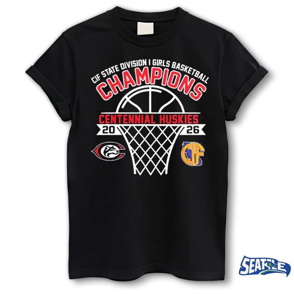 Official Centennial Huskies CIF State Division I Girls Basketball Champions 2026 t-shirt