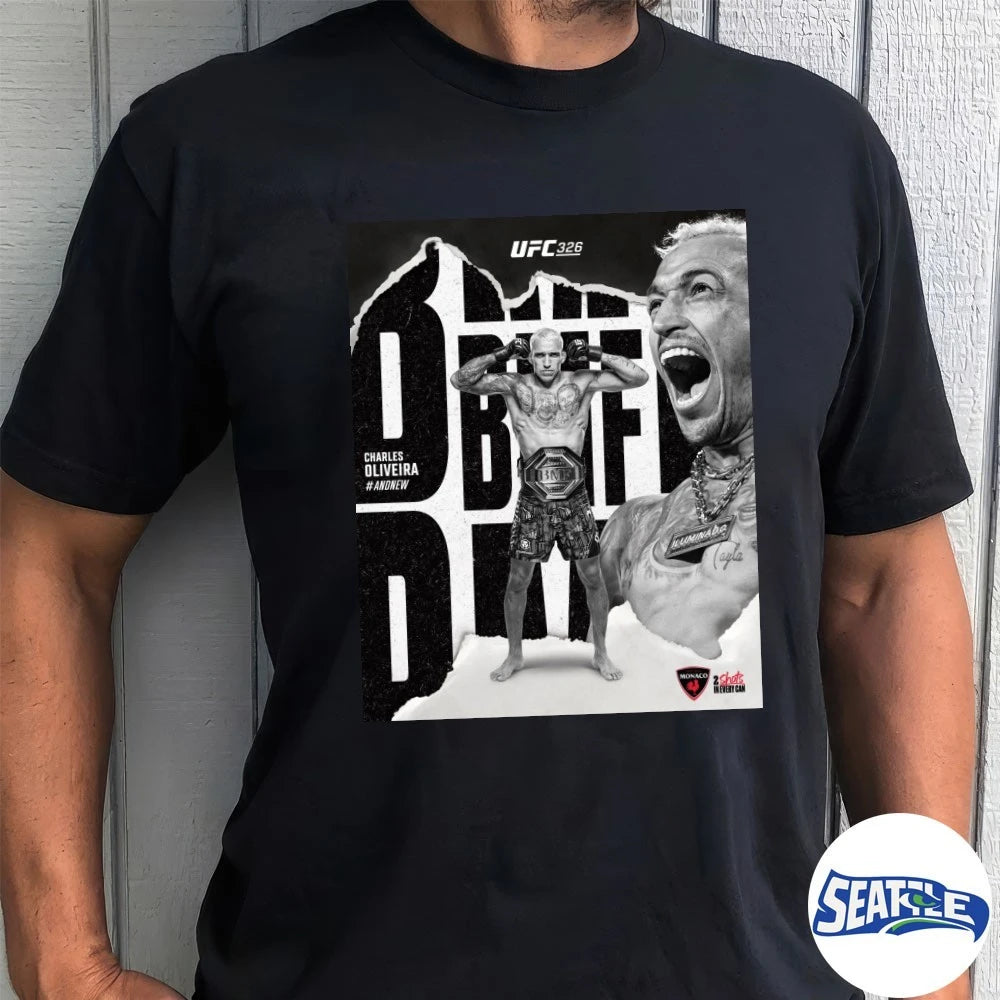 Official Charles Oliveira defeating Max Holloway And New UFC 326 BMF Champion Poster t-shirt
