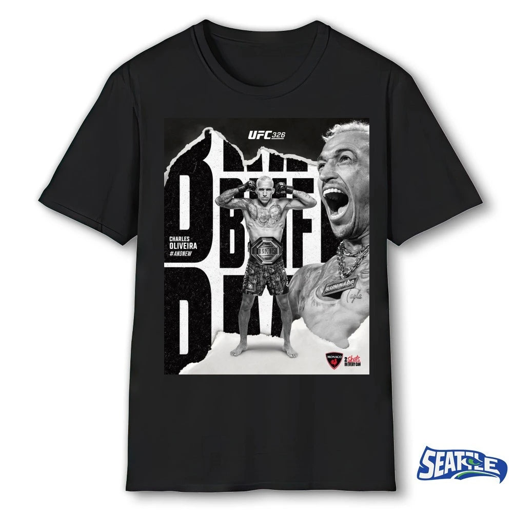 Official Charles Oliveira defeating Max Holloway And New UFC 326 BMF Champion Poster t-shirt