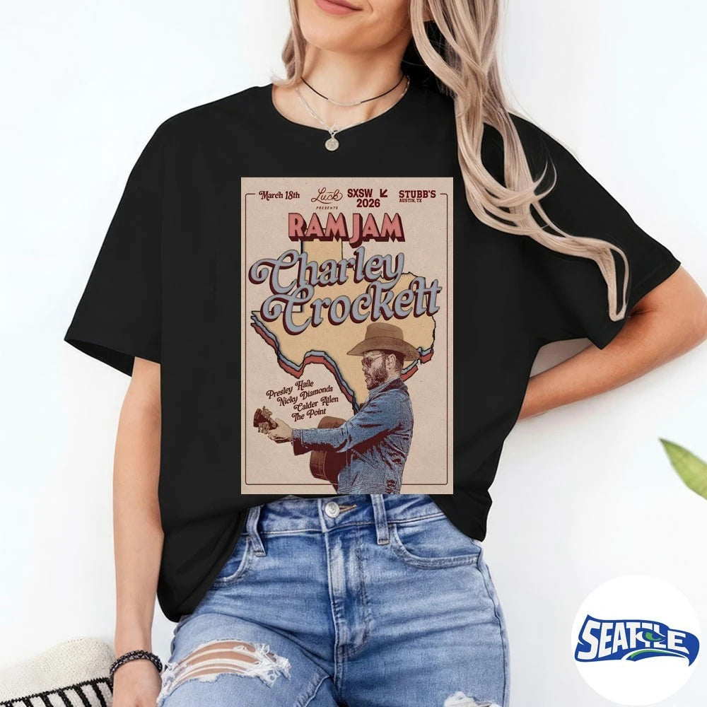 Official Charley Crockett Stubb’s In Austin TX March 18 2026 Poster t-shirt