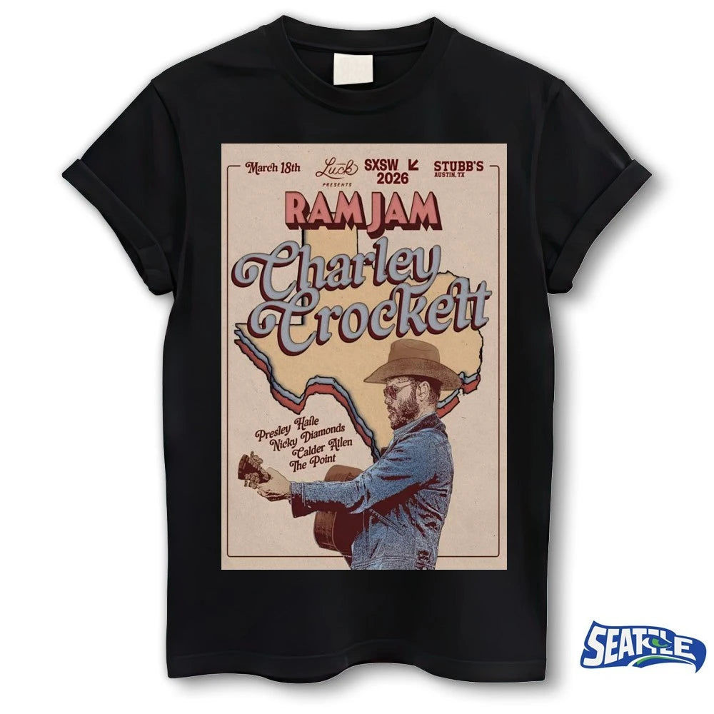 Official Charley Crockett Stubb’s In Austin TX March 18 2026 Poster t-shirt