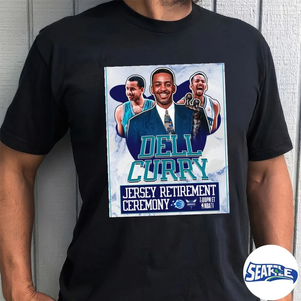 Official Charlotte Hornets Dell Curry Jersey Retirement Ceremony 2026 Poster t-shirt
