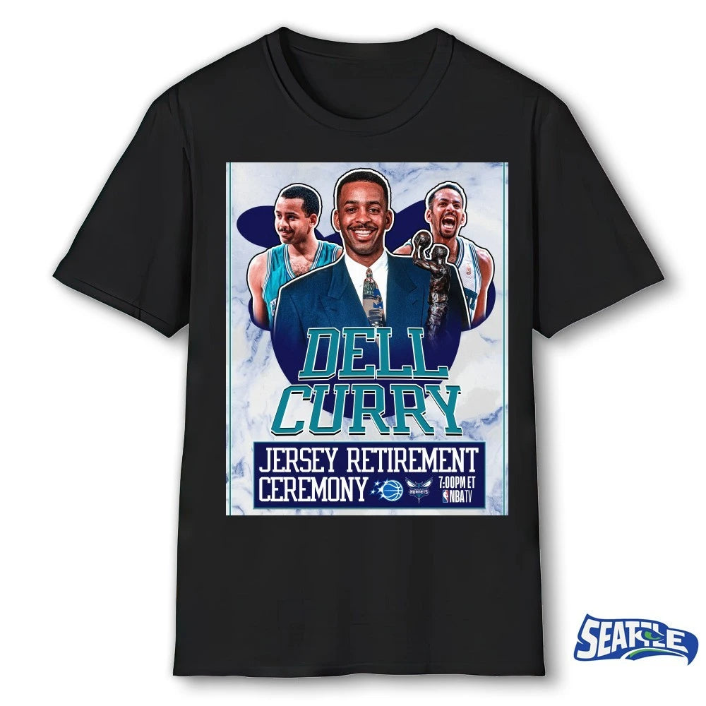Official Charlotte Hornets Dell Curry Jersey Retirement Ceremony 2026 Poster t-shirt