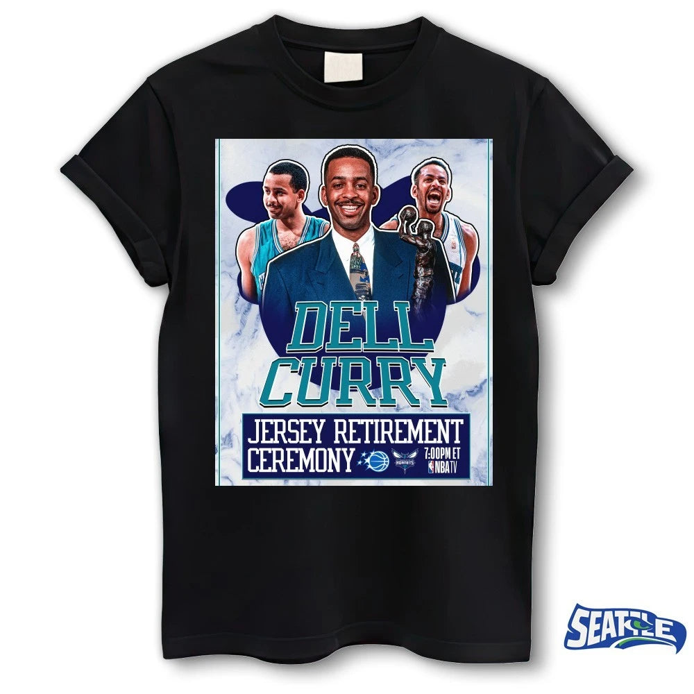 Official Charlotte Hornets Dell Curry Jersey Retirement Ceremony 2026 Poster t-shirt