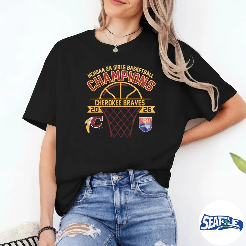 Official Cherokee Braves NCHSAA 2A Girls Basketball Champions 2026 t-shirt
