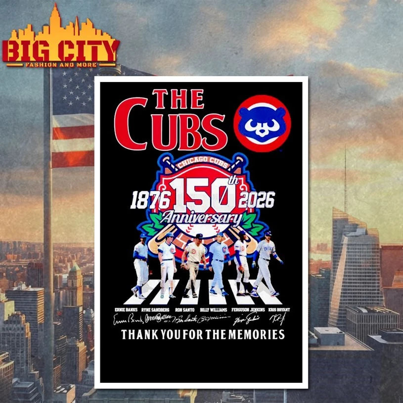Official Chicago Cubs 150th 1876-2026 anniversary thank You for the memories signatures shirt