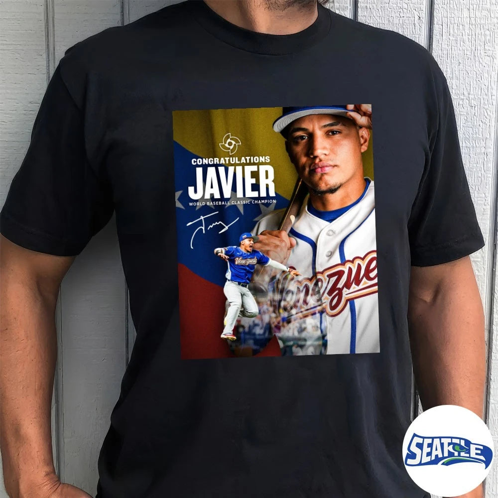 Official Congratulations Javier Sanoja 2026 World Baseball Classic Champion Signature Poster t-shirt