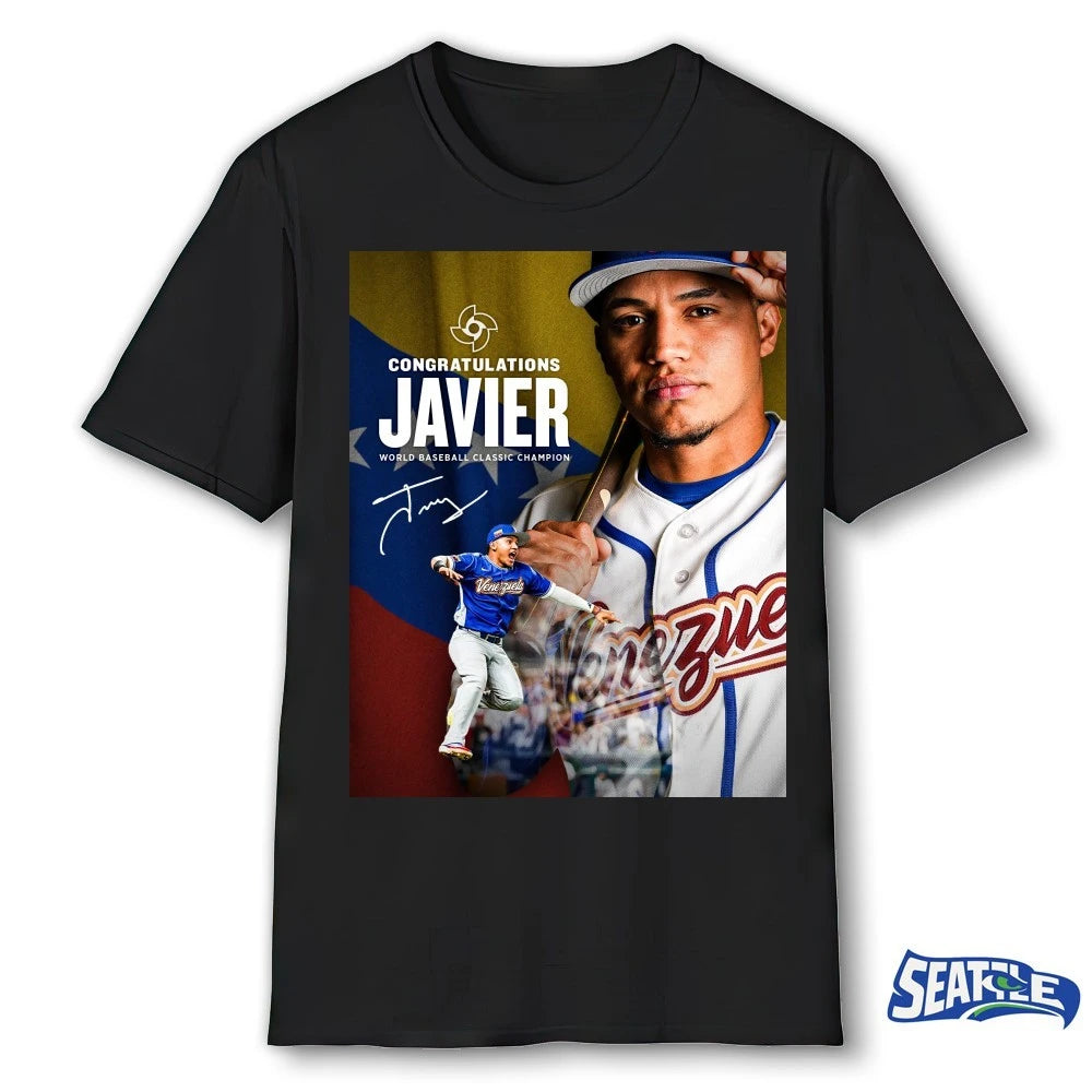 Official Congratulations Javier Sanoja 2026 World Baseball Classic Champion Signature Poster t-shirt