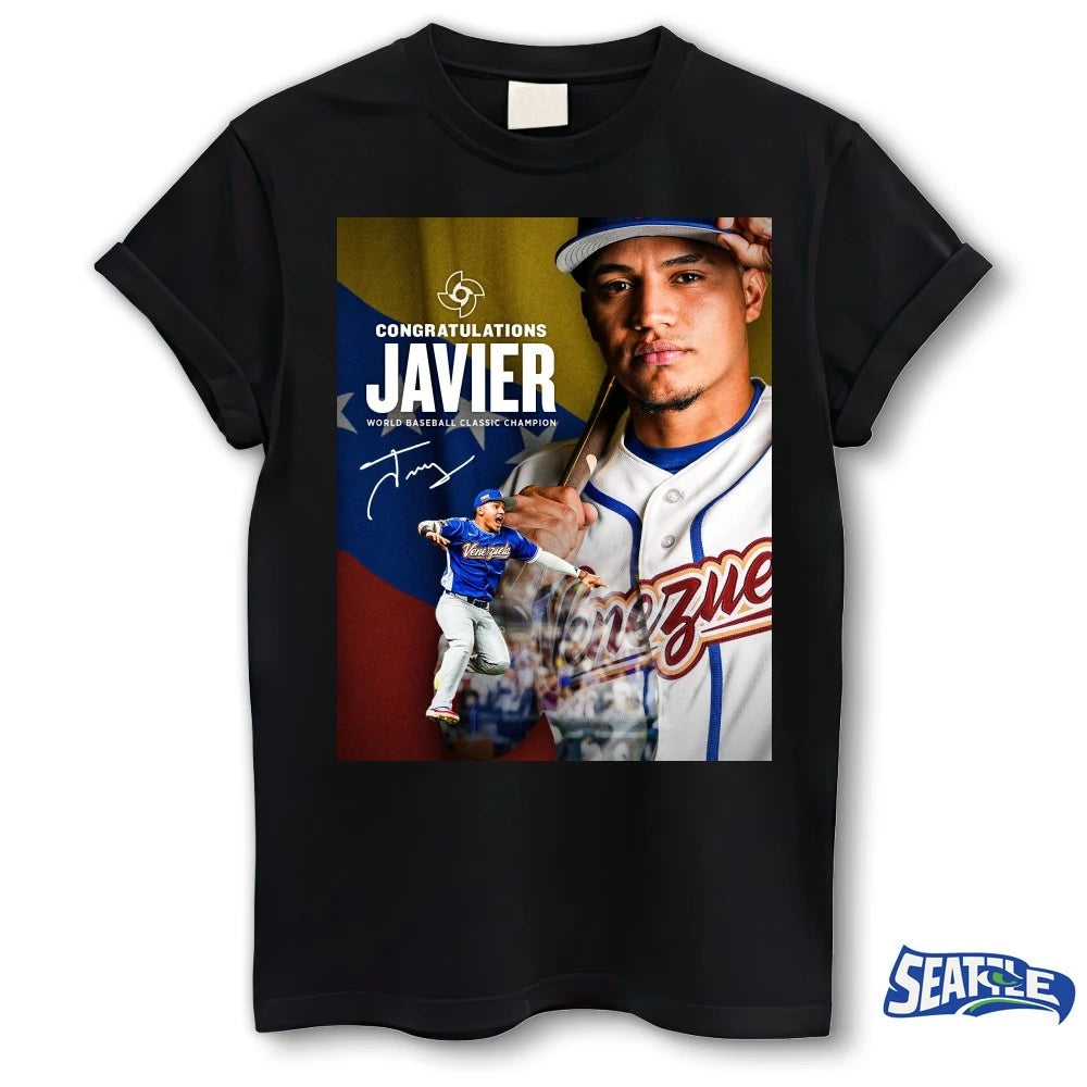 Official Congratulations Javier Sanoja 2026 World Baseball Classic Champion Signature Poster t-shirt