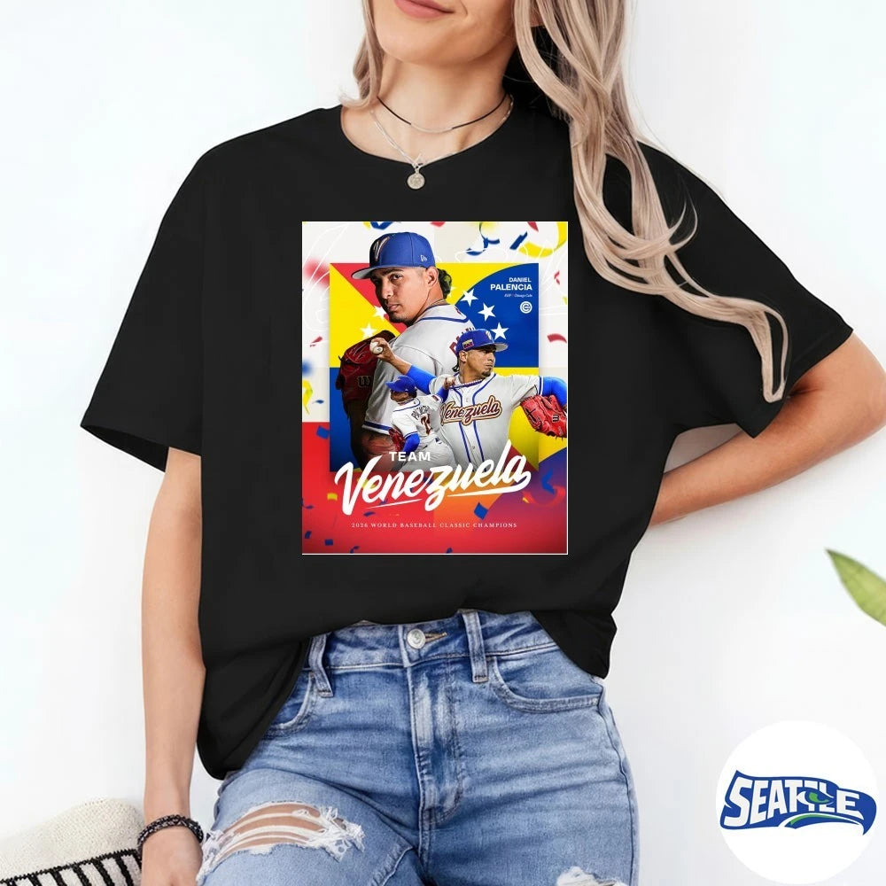 Official Daniel Palencia Team Venezuela 2026 World Baseball Classic Champions Poster t-shirt