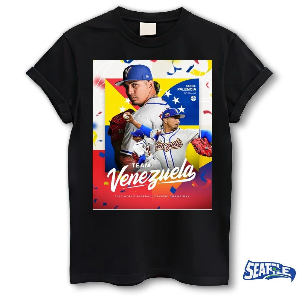 Official Daniel Palencia Team Venezuela 2026 World Baseball Classic Champions Poster t-shirt