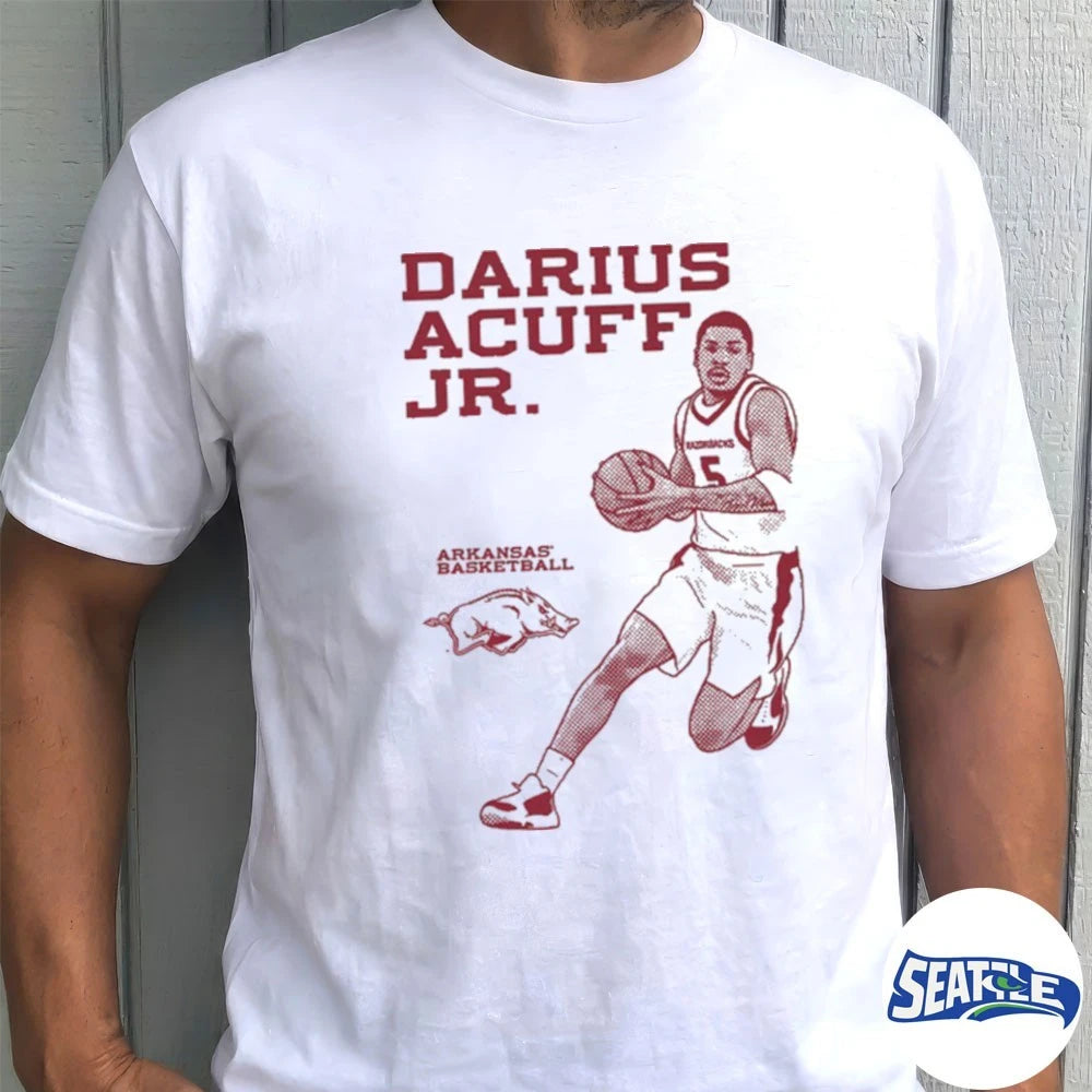 Official Darius Acuff Jr. Monochrome Arkansas Razorbacks Basketball t-shirt